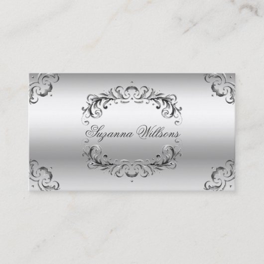 Luxus Silber Verzierte Dekoration Prächtig und lux Visitenkarte (Vorderseite)