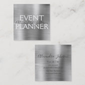 Luxus Silberbrushed Metal Event Planner Quadratische Visitenkarte (Vorne/Hinten)