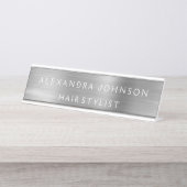 Luxus Silberfolie Modernes Geschäft Schreibtischnamensplakette (Vorderseite )