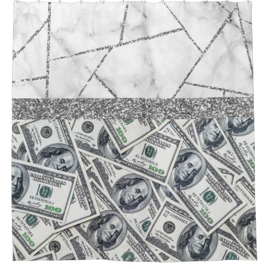 Luxus Silbergeländer Innenbereich Marmor Glitzer Duschvorhang (Vorderseite)