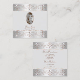 Luxus Silberne Rose Gold Verzierte Ornamente Fotos Quadratische Visitenkarte