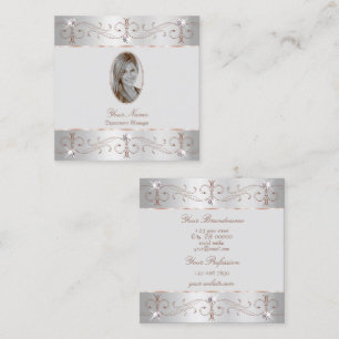 Luxus Silberne Rose Gold Verzierte Ornamente Fotos Quadratische Visitenkarte