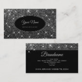 Luxus Silberner Glitzer Glam Luminous Stars Elegan Visitenkarte (Vorne/Hinten)