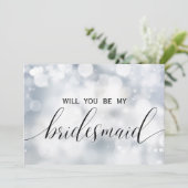 Luxus Silberner Glitzer werden Sie meine Bridesmai Einladung (Stehend Vorderseite)