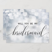 Luxus Silberner Glitzer werden Sie meine Bridesmai Einladung (Vorne/Hinten)