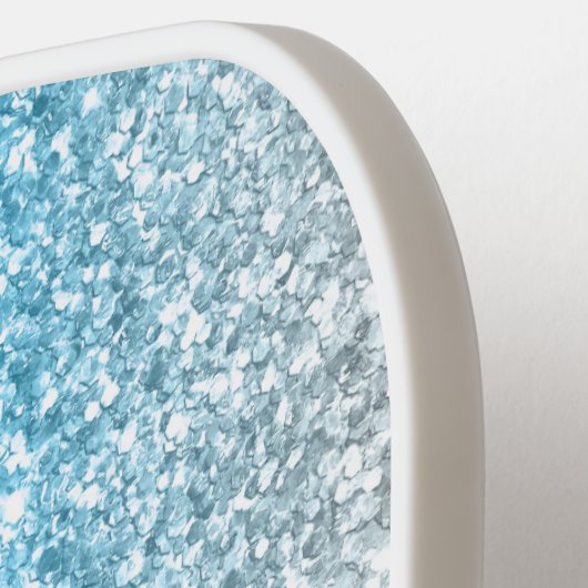 Luxus Silver Azure Blue Glitzer Pickleball Schläger (Linke Seite)