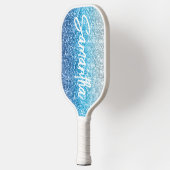 Luxus Silver Azure Blue Glitzer Pickleball Schläger (Links)