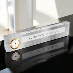 Luxus Silver Beruflich Business Modernes Namensplakette