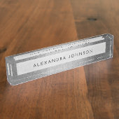 Luxus Silver Beruflich Foil Modern Namensplakette (Seite)