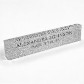 Luxus Silver Beruflicher Glitzer Sparkle Modern Namensplakette