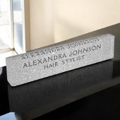 Luxus Silver Beruflicher Glitzer Sparkle Modern Namensplakette