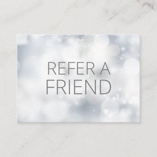 Luxus Silver Bokeh Salon Wellness-Center Kunde Empfehlungskarte (Vorderseite)