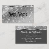 Luxus Silver Chrome Glitzer Sand Sparkling Stars Visitenkarte (Vorne/Hinten)