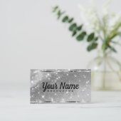 Luxus Silver Chrome Glitzer Sand Sparkling Stars Visitenkarte (Stehend Vorderseite)