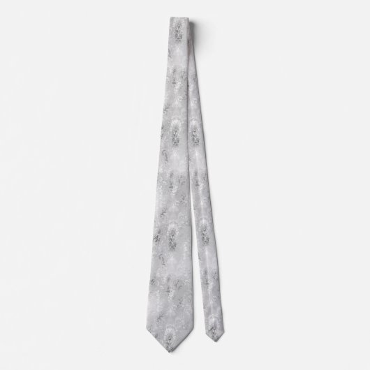 Luxus Silver Foil Damask Muster Krawatte (Vorderseite)