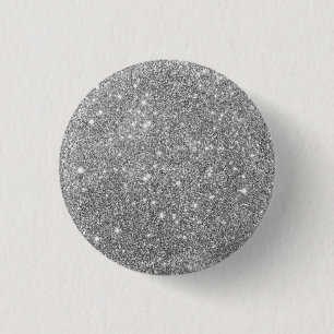 Luxus Silver Glitzer Button