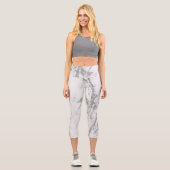 Luxus Silver Glitzer Marmor Capri Leggings (Vorderseite)