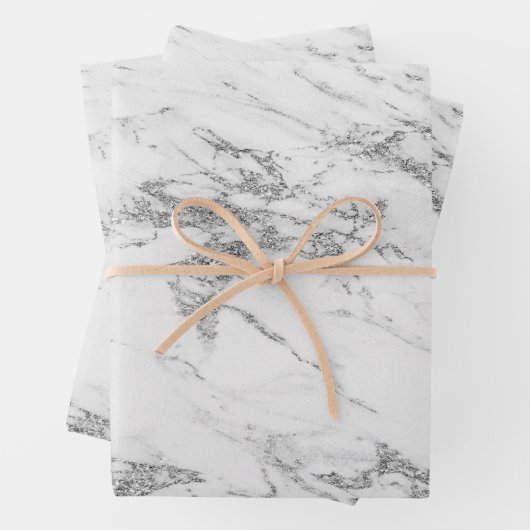 Luxus Silver Glitzer Marmor individuell anpassen Geschenkpapier Set (Beispiel)
