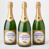 Luxus Silver Glitzer Marmor individuell anpassen Schaumweinetikett (Flaschen)