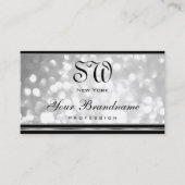 Luxus Silver Glitzer Monogram Black Silver Border Visitenkarte (Vorderseite)