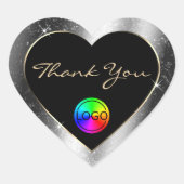 Luxus Silver Glitzer Rahmen Vielen Dank mit Logo Herz-Aufkleber (Vorderseite)