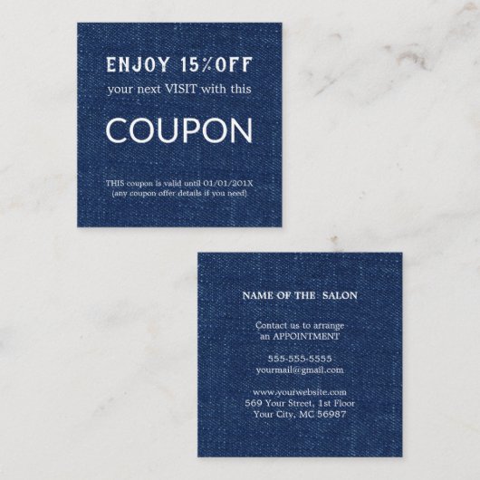 Luxus Silver Glitzer Salon Supplies Rabattkarte (Vorne/Hinten)