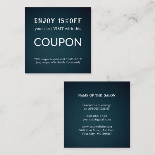 Luxus Silver Glitzer Salon Supplies Rabattkarte (Vorne/Hinten)