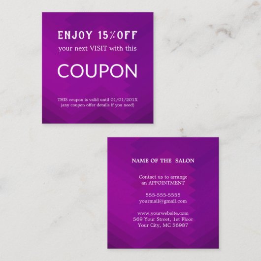 Luxus Silver Glitzer Salon Supplies Rabattkarte (Vorne/Hinten)