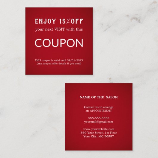 Luxus Silver Glitzer Salon Supplies Rabattkarte (Vorne/Hinten)