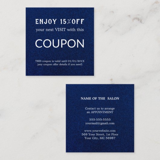 Luxus Silver Glitzer Salon Supplies Rabattkarte (Vorne/Hinten)