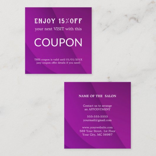 Luxus Silver Glitzer Salon Supplies Rabattkarte (Vorne/Hinten)