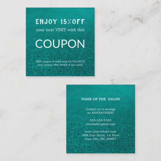 Luxus Silver Glitzer Salon Supplies Rabattkarte (Vorne/Hinten)