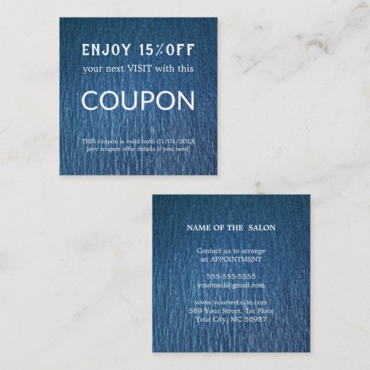 Luxus Silver Glitzer Salon Supplies Rabattkarte (Vorne/Hinten)