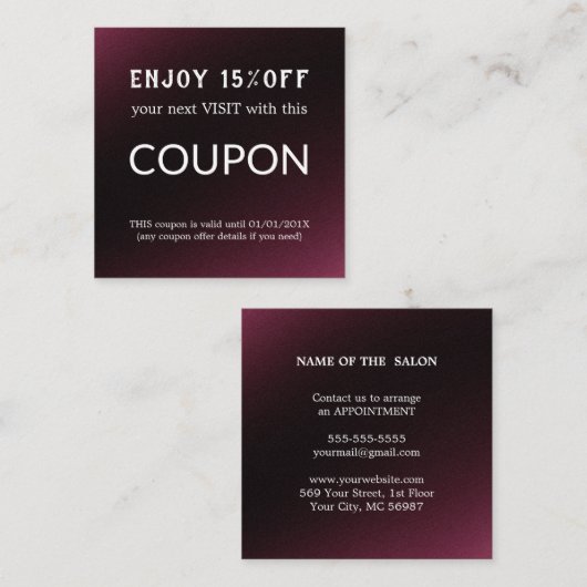 Luxus Silver Glitzer Salon Supplies Rabattkarte (Vorne/Hinten)