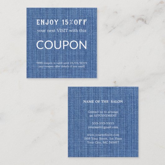 Luxus Silver Glitzer Salon Supplies Rabattkarte (Vorne/Hinten)