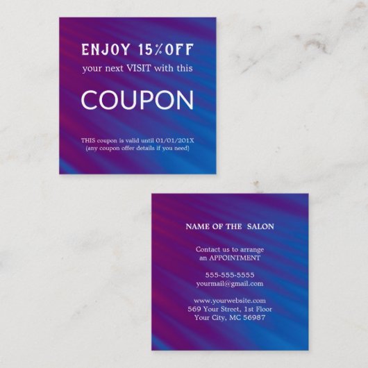 Luxus Silver Glitzer Salon Supplies Rabattkarte (Vorne/Hinten)