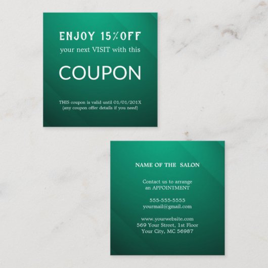 Luxus Silver Glitzer Salon Supplies Rabattkarte (Vorne/Hinten)