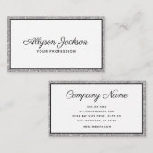 Luxus Silver Glitzer Script Business Card Visitenkarte (Vorne/Hinten)