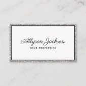 Luxus Silver Glitzer Script Business Card Visitenkarte (Vorderseite)
