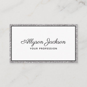 Luxus Silver Glitzer Script Business Card Visitenkarte