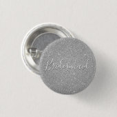 Luxus Silver Glitzer & Sparkle Bridesmaid Button (Vorne & Hinten)
