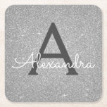 Luxus Silver Glitzer & Sparkle Monogram Geburtstag Rechteckiger Pappuntersetzer<br><div class="desc">Silver Imitats Glitzer und sparkle Elegant Monogram Geburtstagsparty Untersetzer. Diese Geburtstagsparty,  Brautparty,  Hochzeit oder Junggeselinnen-Abschied Untersetzer können auf Ihren Vor- und Erstnamen angepasst werden. Bitte kontaktieren Sie den Designer,  um passende Artikel zu erhalten.</div>