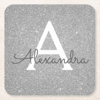 Luxus Silver Glitzer & Sparkle Monogram Geburtstag