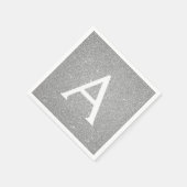 Luxus Silver Glitzer & Sparkle Monogram Geburtstag Serviette (Ecke)