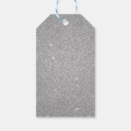 Luxus Silver Glitzer & Sparkle Monogram Geschenkanhänger (Rückseite)