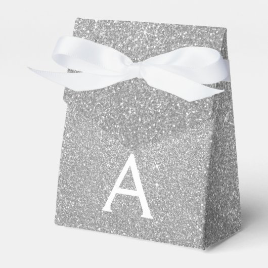 Luxus Silver Glitzer & Sparkle Monogram Geschenkschachtel (Vorderseite)