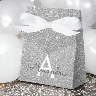 Luxus Silver Glitzer & Sparkle Monogram Geschenkschachtel