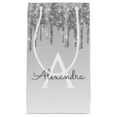 Luxus Silver Glitzer & Sparkle Monogram Kleine Geschenktüte (Vorderseite)