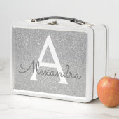 Luxus Silver Glitzer & Sparkle Monogram Metall Brotdose (Beispiel)
