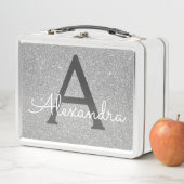 Luxus Silver Glitzer & Sparkle Monogram Metall Brotdose (Beispiel)